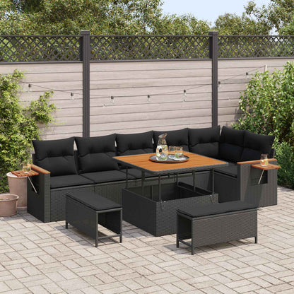 Tuinbankenset 9 Pcs Poly Rattan En Gepoedercoat Staal
