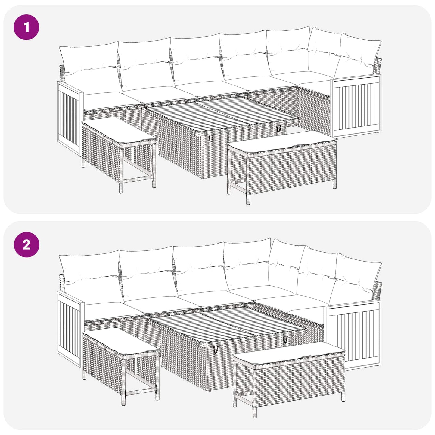 Tuinbankenset 9 Pcs Poly Rattan En Gepoedercoat Staal