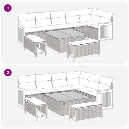 Tuinbankenset 9 Pcs Poly Rattan En Gepoedercoat Staal