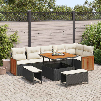 Tuinbankenset 9 Pcs Poly Rattan En Gepoedercoat Staal
