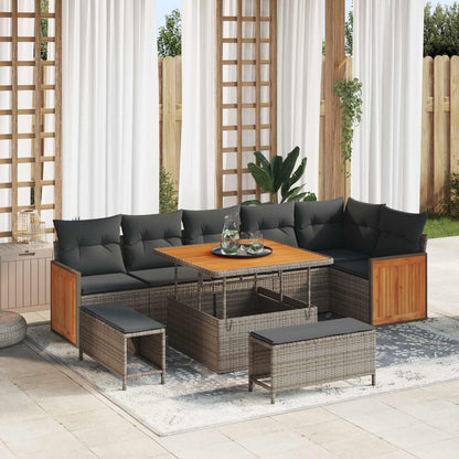 Tuinbankenset 9 Pcs Poly Rattan En Gepoedercoat Staal