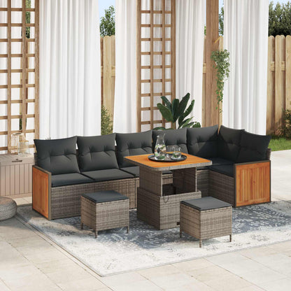 Tuinbankenset 9 Pcs Poly Rattan En Gepoedercoat Staal