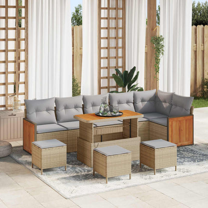 Tuinbankenset 9 Pcs Poly Rattan En Gepoedercoat Staal