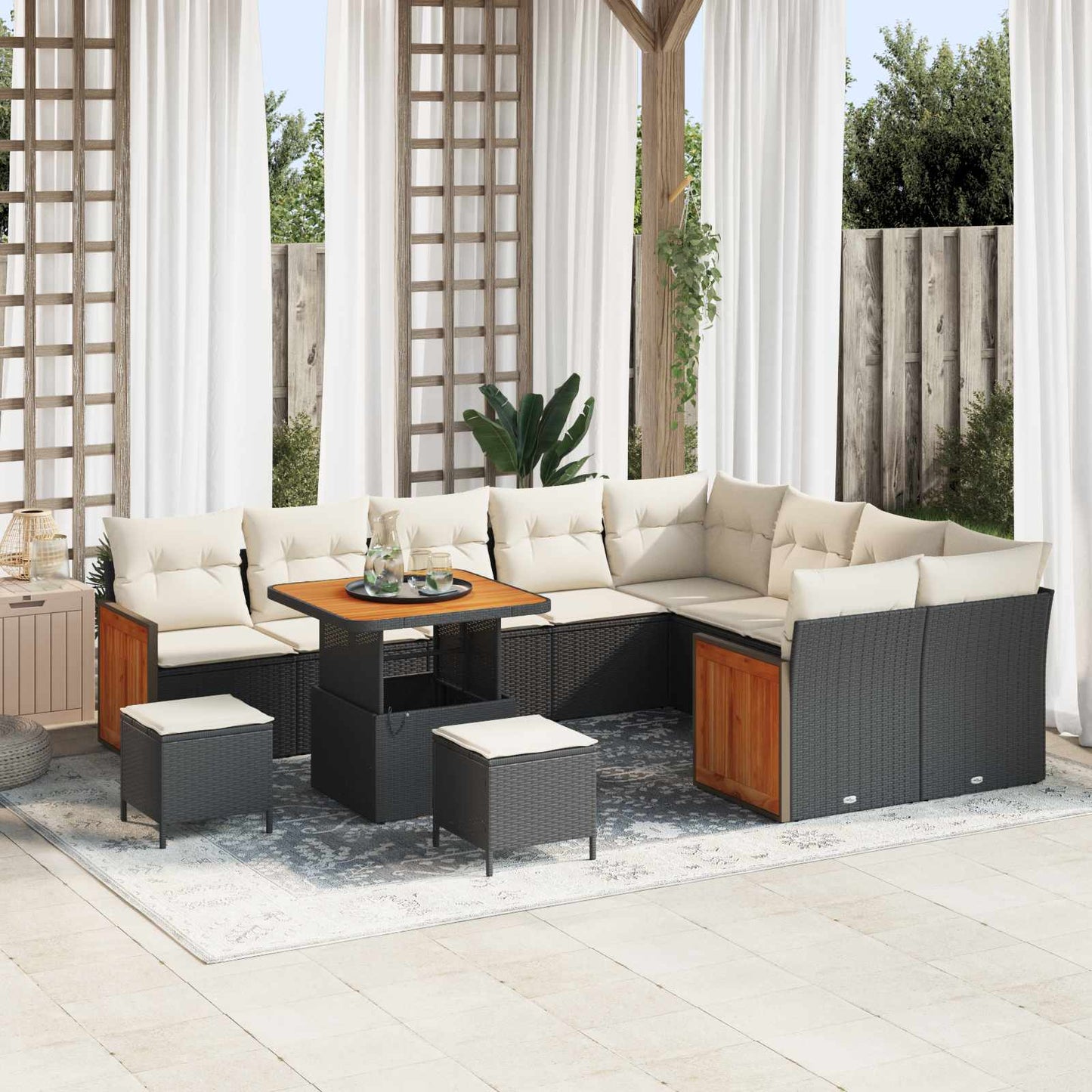 Tuinbankenset 12 Pcs Poly Rattan En Gepoedercoat Staal