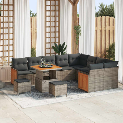 Tuinbankenset 12 Pcs Poly Rattan En Gepoedercoat Staal