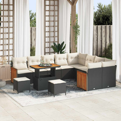 Tuinbankenset 12 Pcs Poly Rattan En Gepoedercoat Staal