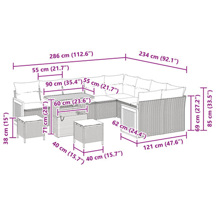 Tuinbankenset Met Kussen 12 Pcs Zwart En Crème
