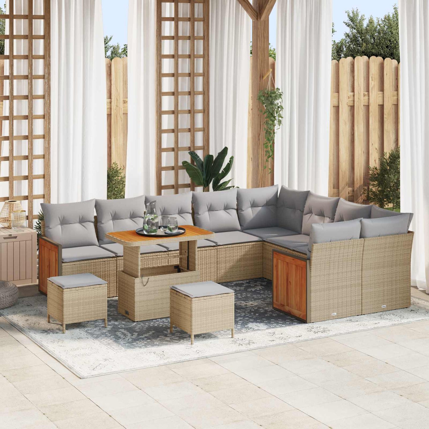 Tuinbankenset 12 Pcs Poly Rattan En Gepoedercoat Staal