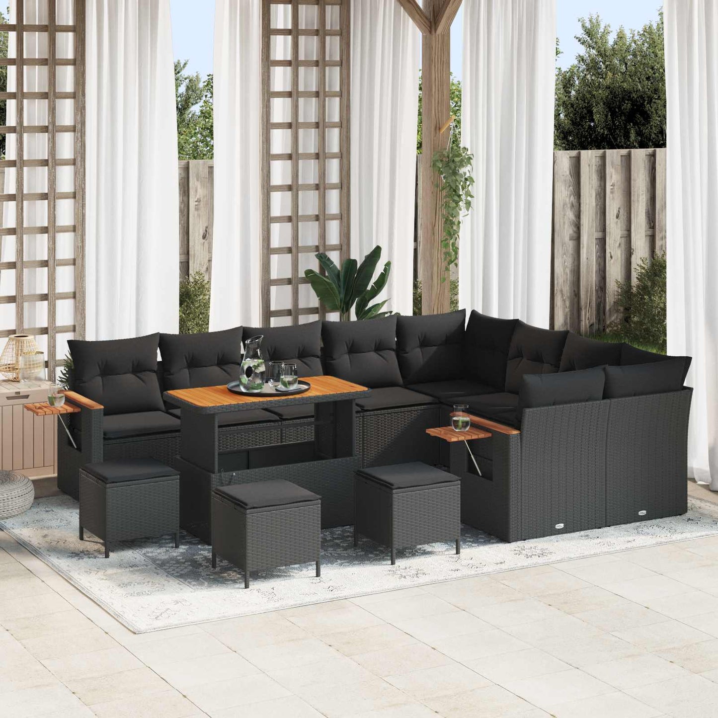 Tuinbankenset 12 Pcs Poly Rattan En Gepoedercoat Staal