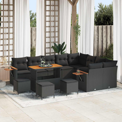 Tuinbankenset 12 Pcs Poly Rattan En Gepoedercoat Staal