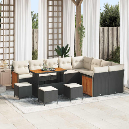 Tuinbankenset 12 Pcs Poly Rattan En Gepoedercoat Staal