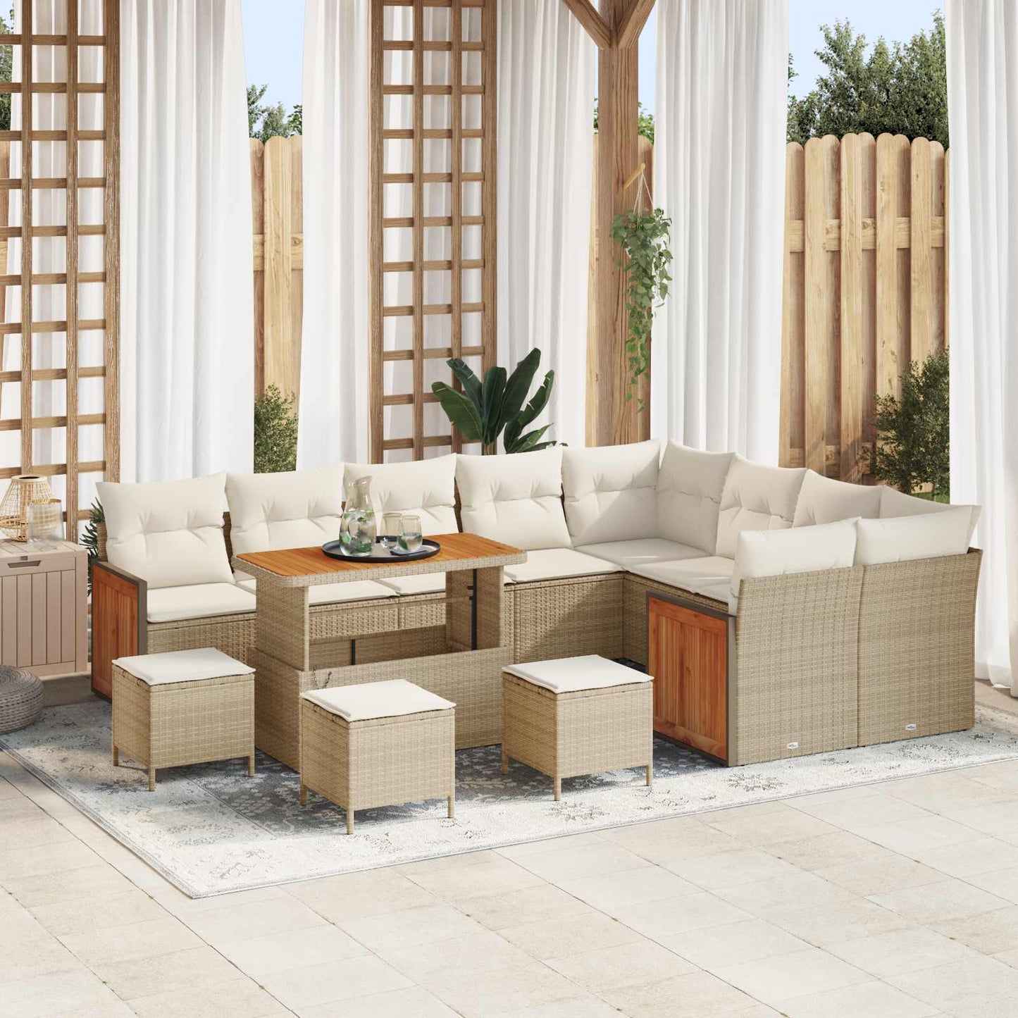 Tuinbankenset 12 Pcs Poly Rattan En Gepoedercoat Staal