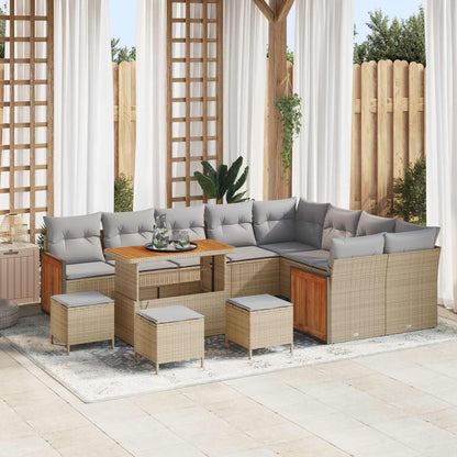Tuinbankenset 12 Pcs Poly Rattan En Gepoedercoat Staal