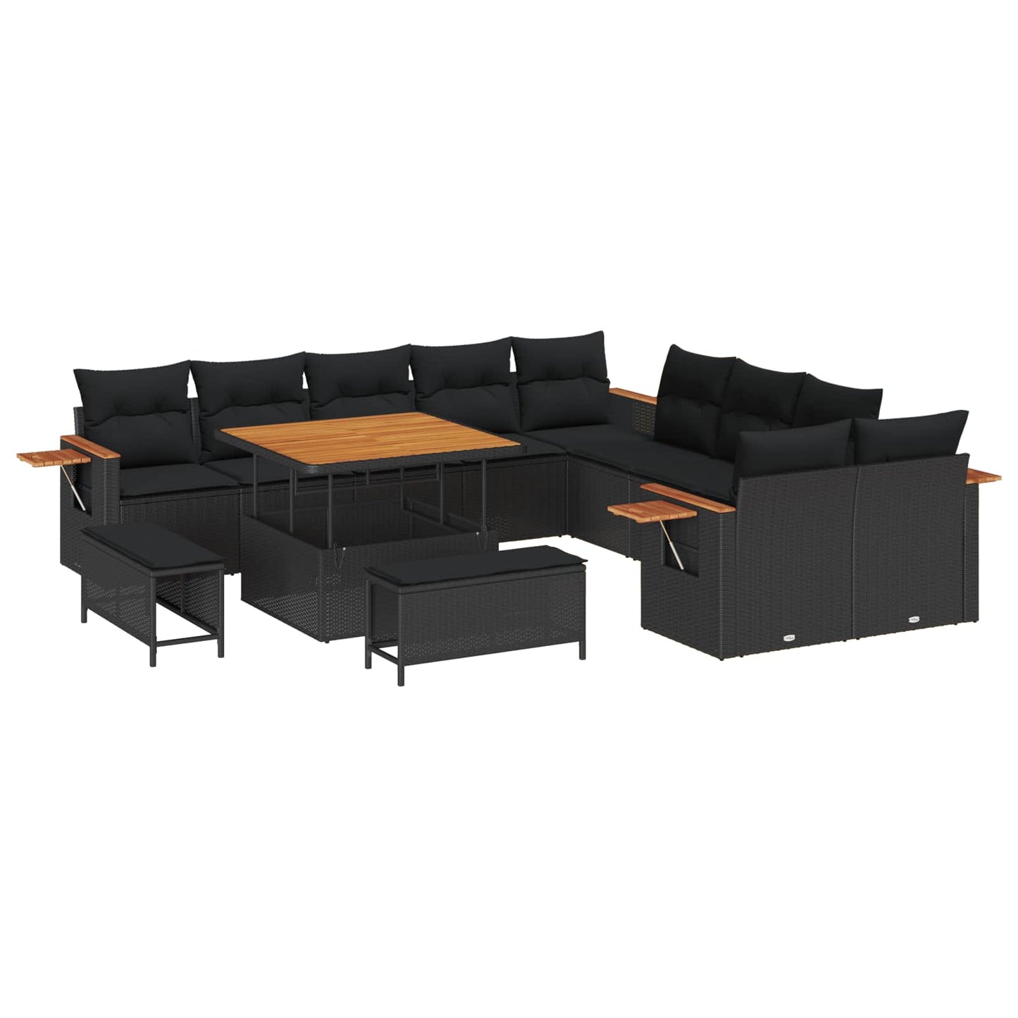Tuinbankenset 13 Pcs Poly Rattan En Gepoedercoat Staal