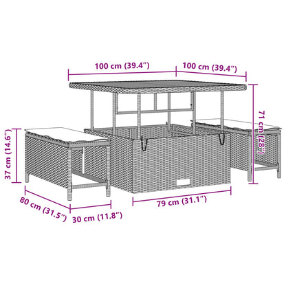 Tuinbankenset 13 Pcs Poly Rattan En Gepoedercoat Staal