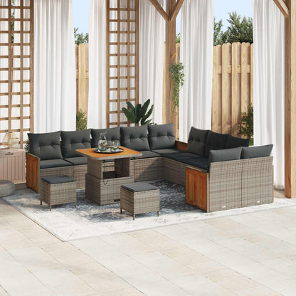 Tuinbankenset 13 Pcs Poly Rattan En Gepoedercoat Staal