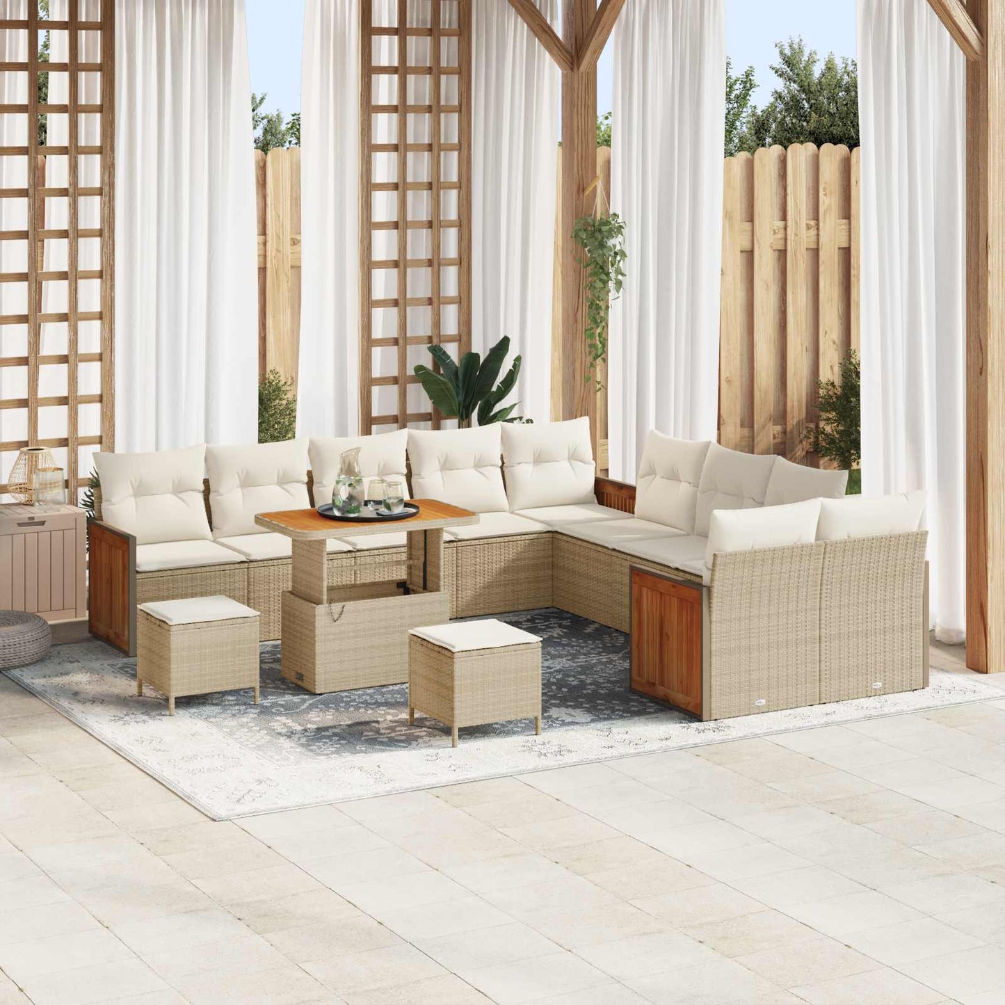Tuinbankenset 13 Pcs Poly Rattan En Gepoedercoat Staal