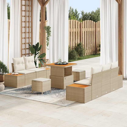 Tuinbankenset 8 Pcs Poly Riet En Poedercoated Staal