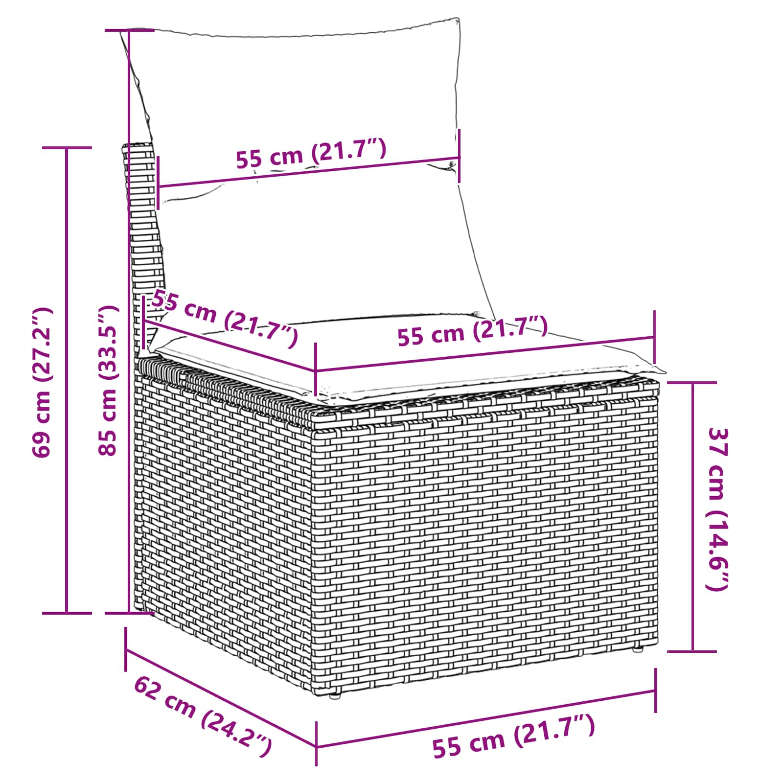 Tuinbankenset 8 Pcs Poly Riet En Poedercoated Staal