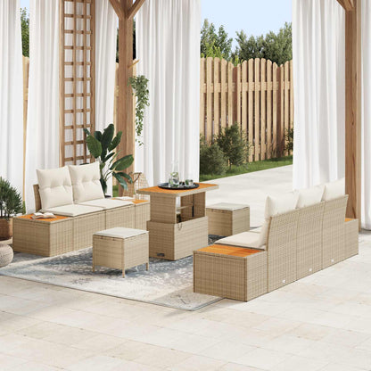 Tuinbankenset 8 Pcs Poly Riet En Poedercoated Staal