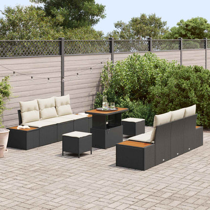 Tuinbankenset Met Kussen 9 Pcs Zwart En Crème