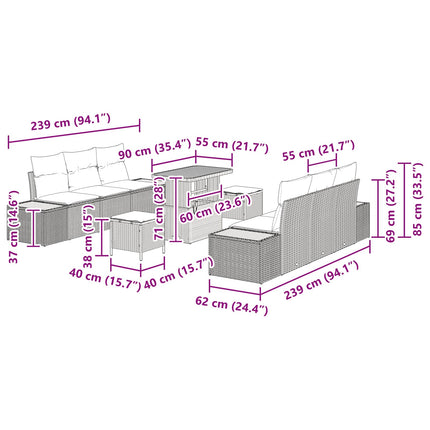 Tuinbankenset Met Kussen 9 Pcs Zwart En Crème