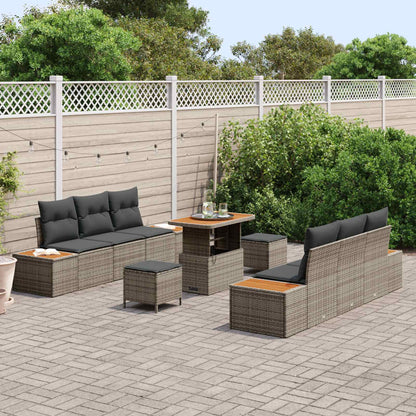 Tuinbankenset 9 Pcs Poly Riet En Poedercoated Staal