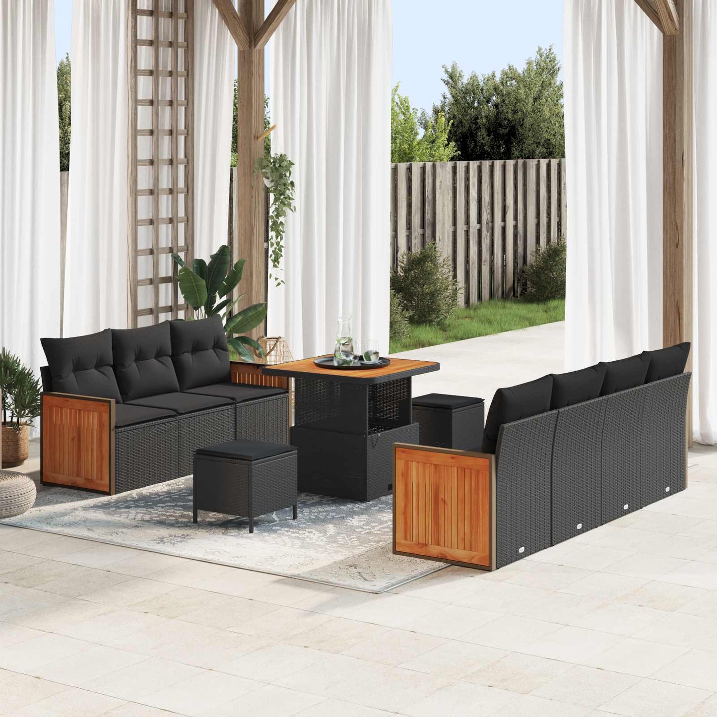 Tuinbankenset Met Kussen 10 Pcs En Licht Grijs