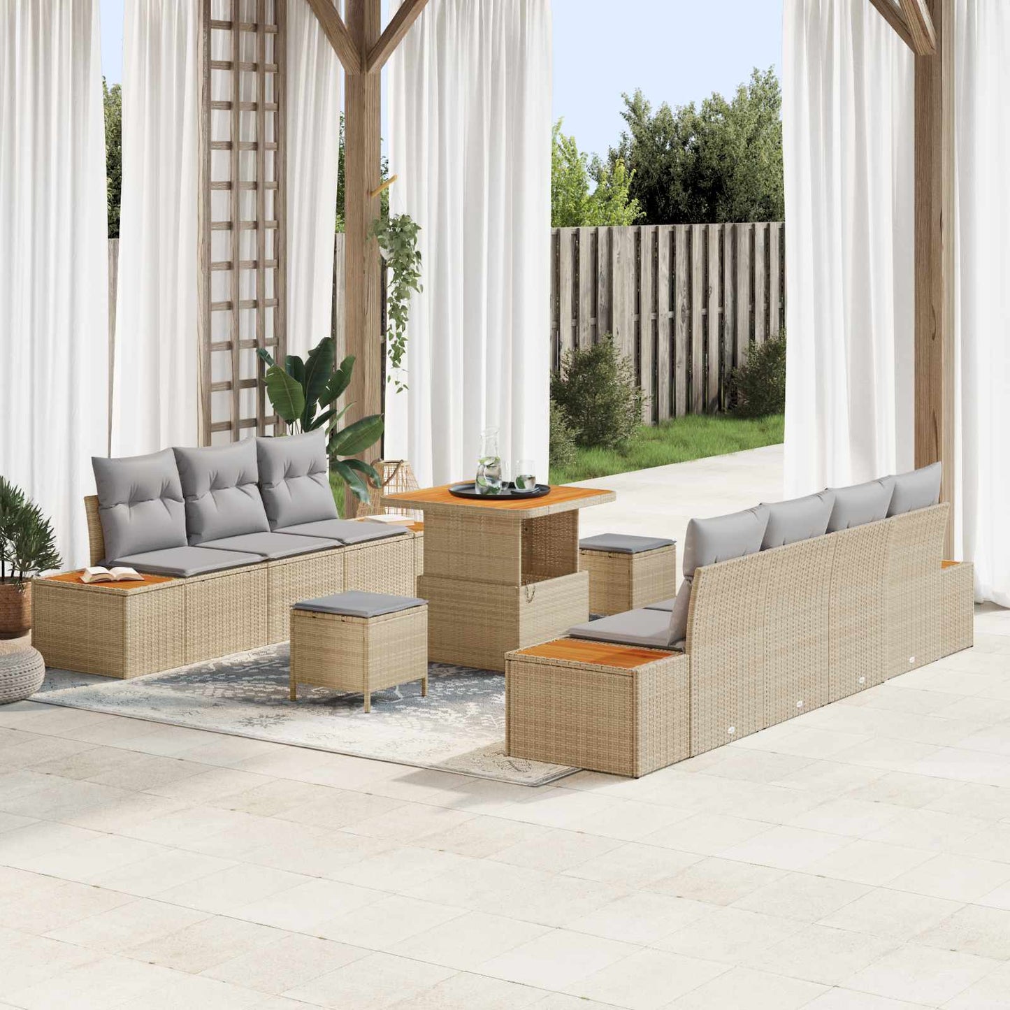 Tuinbankenset Met Kussen 10 Pcs En Licht Grijs