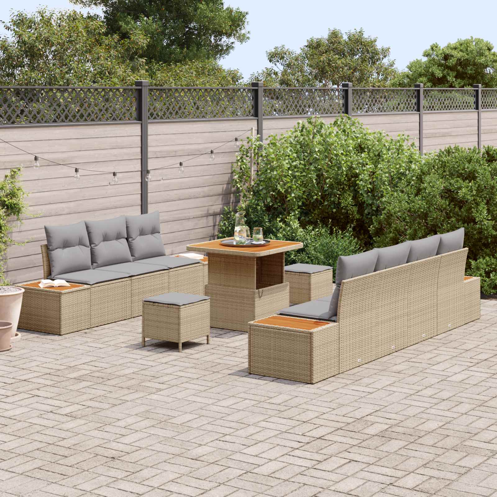 Tuinbankenset Met Kussen 10 Pcs En Licht Grijs