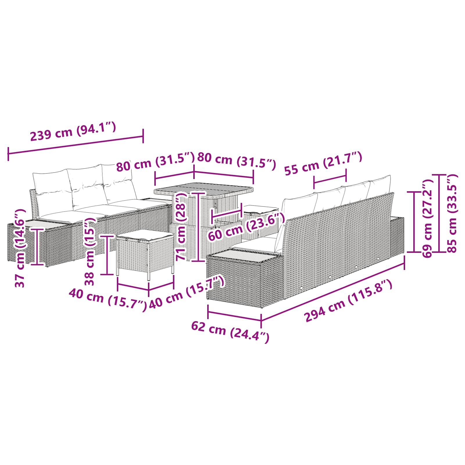 Tuinbankenset Met Kussen 10 Pcs En Licht Grijs