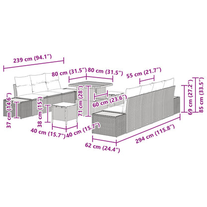 Tuinbankenset Met Kussen 10 Pcs En Licht Grijs