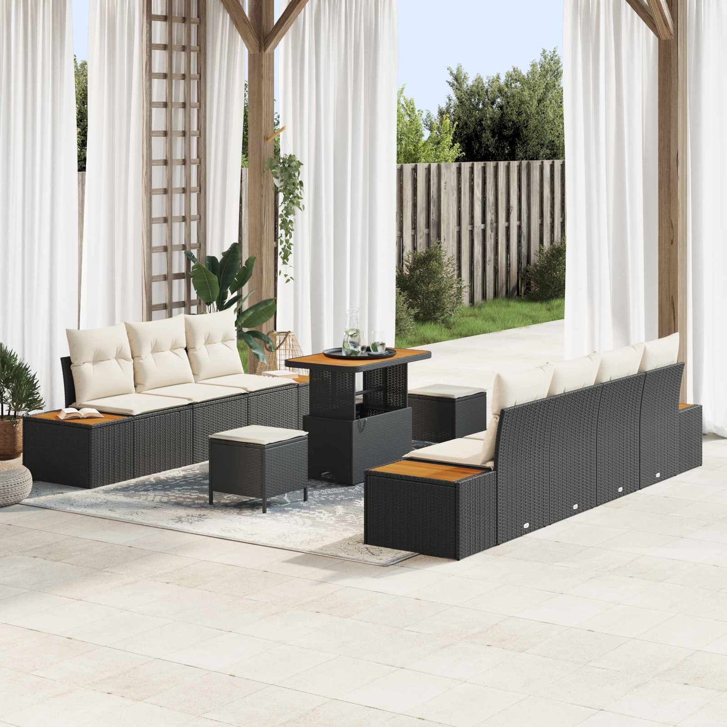 Tuinbankenset Met Kussen 10 Pcs En Licht Grijs