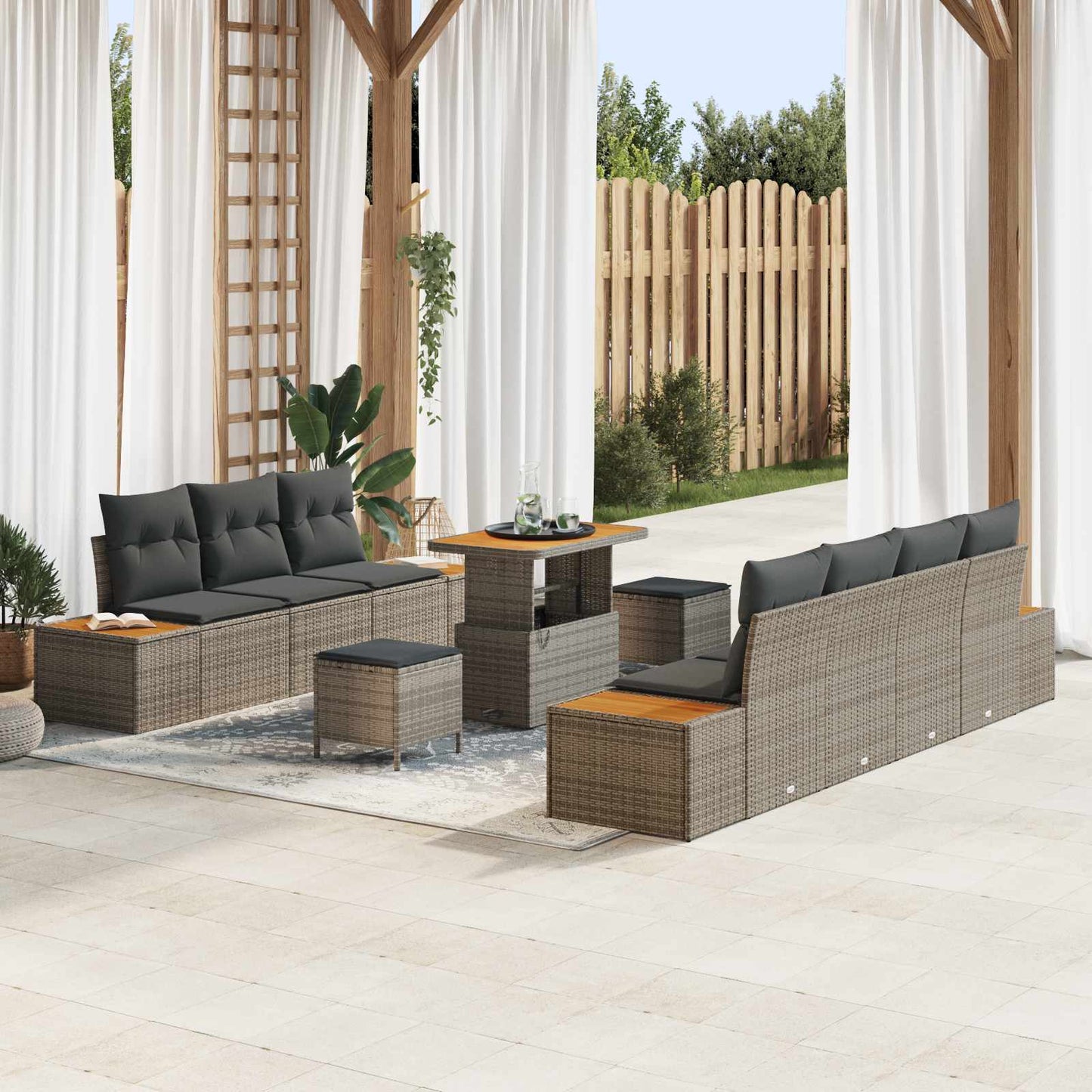 Tuinbankenset Met Kussen 10 Pcs En Licht Grijs