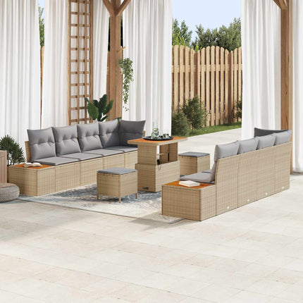Tuinbankenset 11 Pcs Poly Riet En Poedercoated Staal