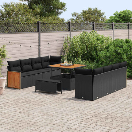 Tuinbankenset 11 Pcs Poly Riet En Poedercoated Staal