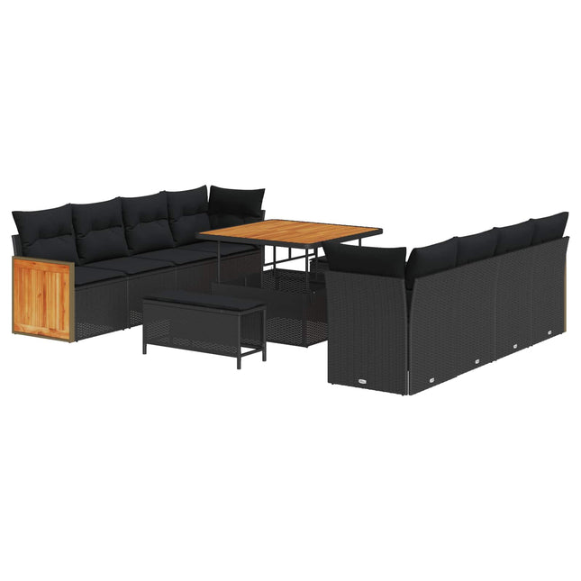 Tuinbankenset 11 Pcs Poly Riet En Poedercoated Staal