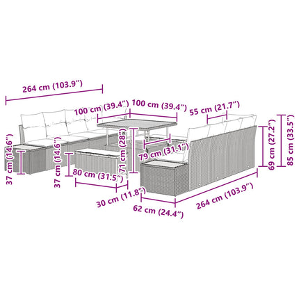 Tuinbankenset Met Kussen 11 Pcs Beige En Crème