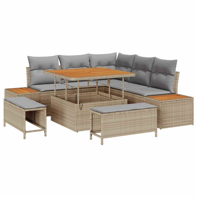 Tuinbankenset Met Kussen 8 Pcs En Licht Grijs
