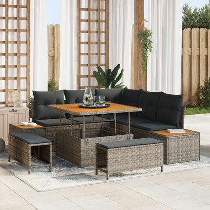 Tuinbankenset 8 Pcs Poly Riet En Poedercoated Staal