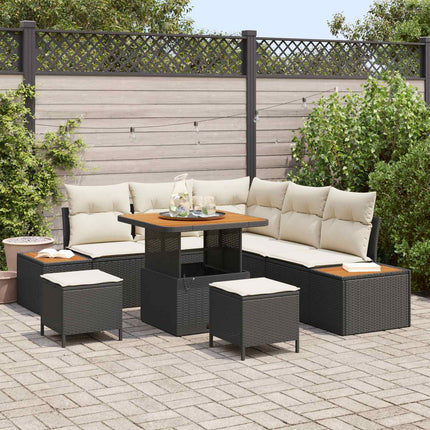 Tuinbankenset 8 Pcs Poly Riet En Poedercoated Staal