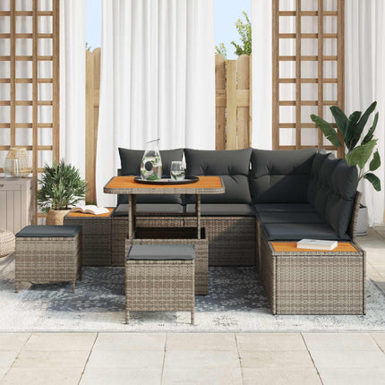 Tuinbankenset 8 Pcs Poly Riet En Poedercoated Staal