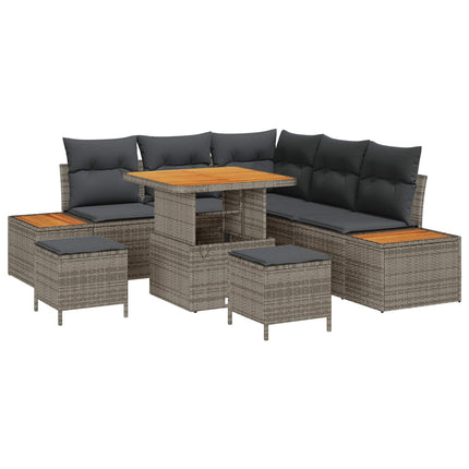 Tuinbankenset 8 Pcs Poly Riet En Poedercoated Staal