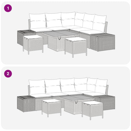 Tuinbankenset 8 Pcs Poly Riet En Poedercoated Staal