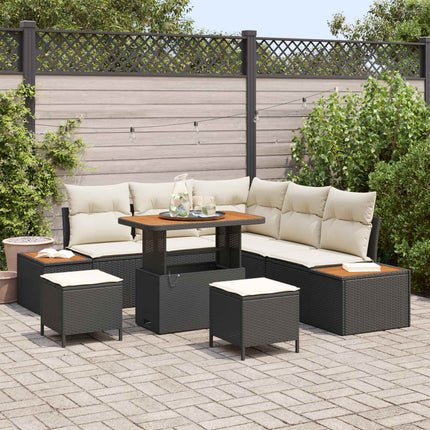 Tuinbankenset 8 Pcs Poly Riet En Poedercoated Staal