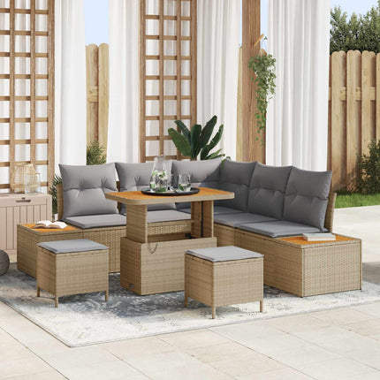 Tuinbankenset 8 Pcs Poly Riet En Poedercoated Staal