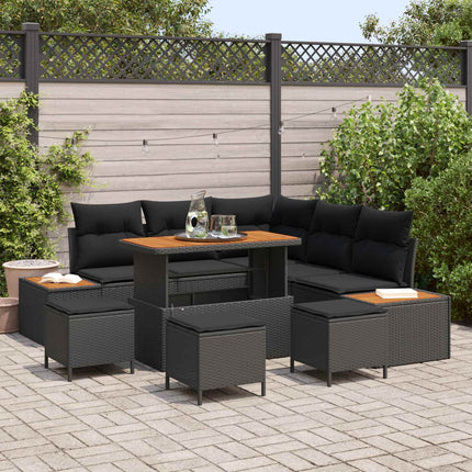 Tuinbankenset 8 Pcs Poly Riet En Poedercoated Staal