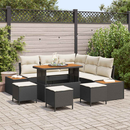 Tuinbankenset 8 Pcs Poly Riet En Poedercoated Staal