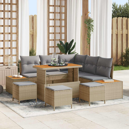 Tuinbankenset 8 Pcs Poly Riet En Poedercoated Staal