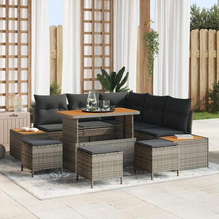 Tuinbankenset 8 Pcs Poly Riet En Poedercoated Staal